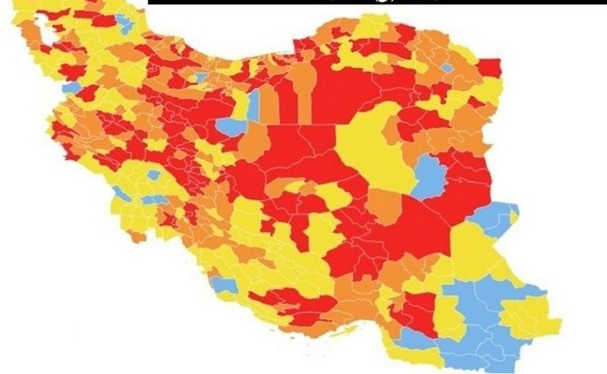 کاهش شهرهای قرمز کرونایی/۱۸۴ شهر در وضعیت نارنجی